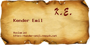 Kender Emil névjegykártya